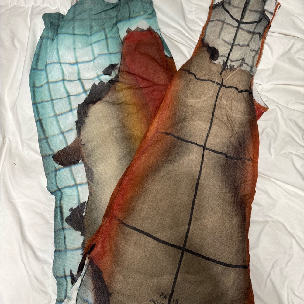 Jean Paul Gaultier Asymmetrical Dress in Beige and Blue - Picture 3 of 6